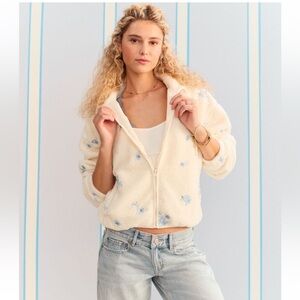 Demitria By Aeropostale Embroidered Fleece Jacket Size Medium New With Tags